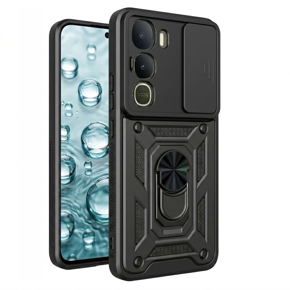Vivo Y31 5G Back Cover |  Camera Slider 360 Degree Rotating Finger Ring Holder Case