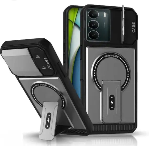 Realme p3x 5g Plastic Back Cover (Grey, Magnetic Case)